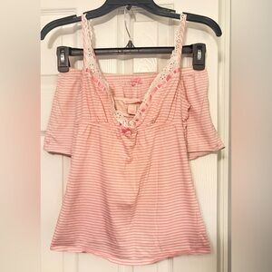 Victoria's Secret Vintage Pink Lace Striped Cami Set 🩷SOLD🩷